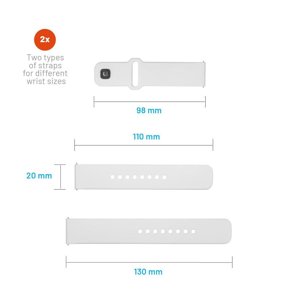 FIXED Silikonrem för Smartwatch Universal 20 mm Vit