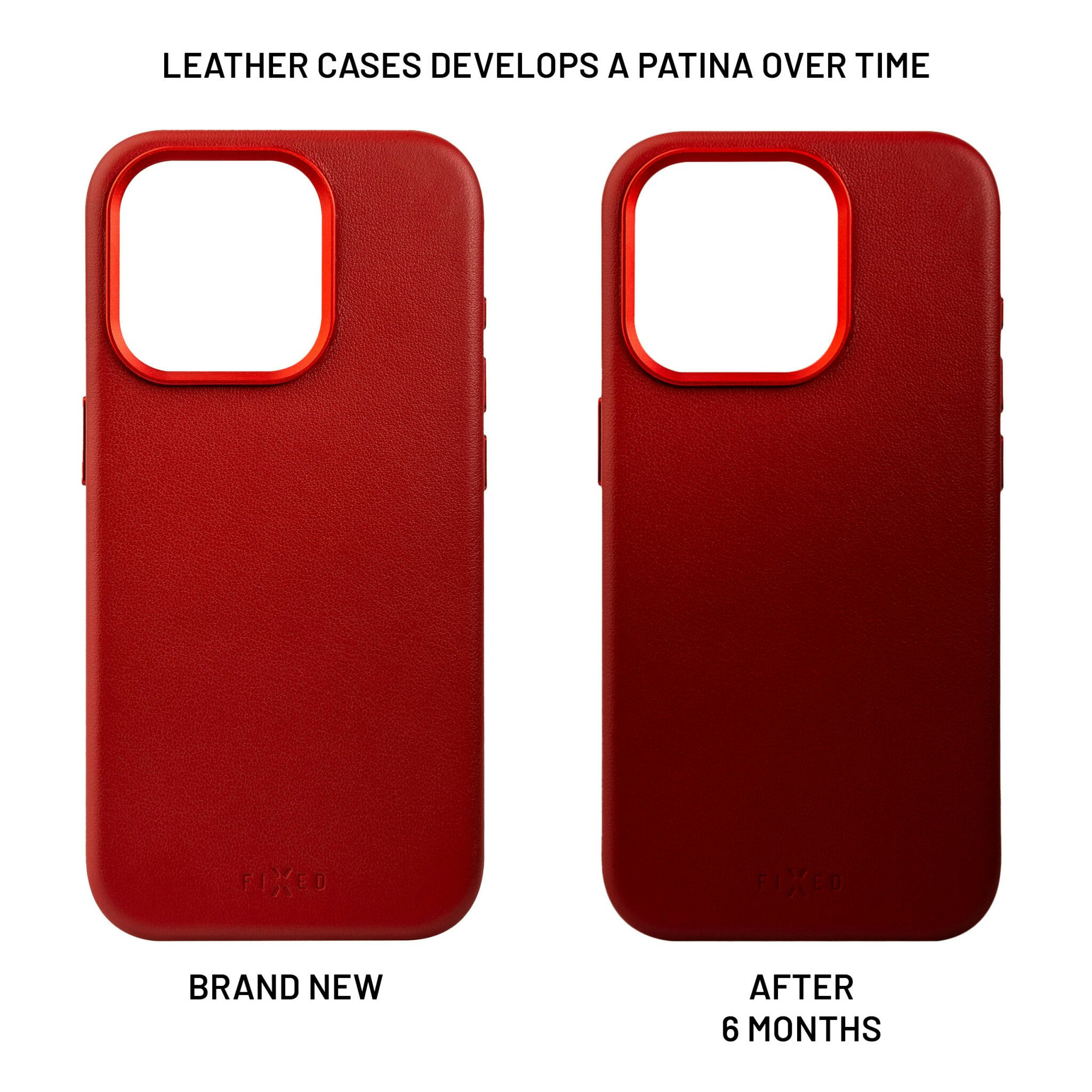 FIXED MagLeather skyddsskal iPhone 16 Pro Röd