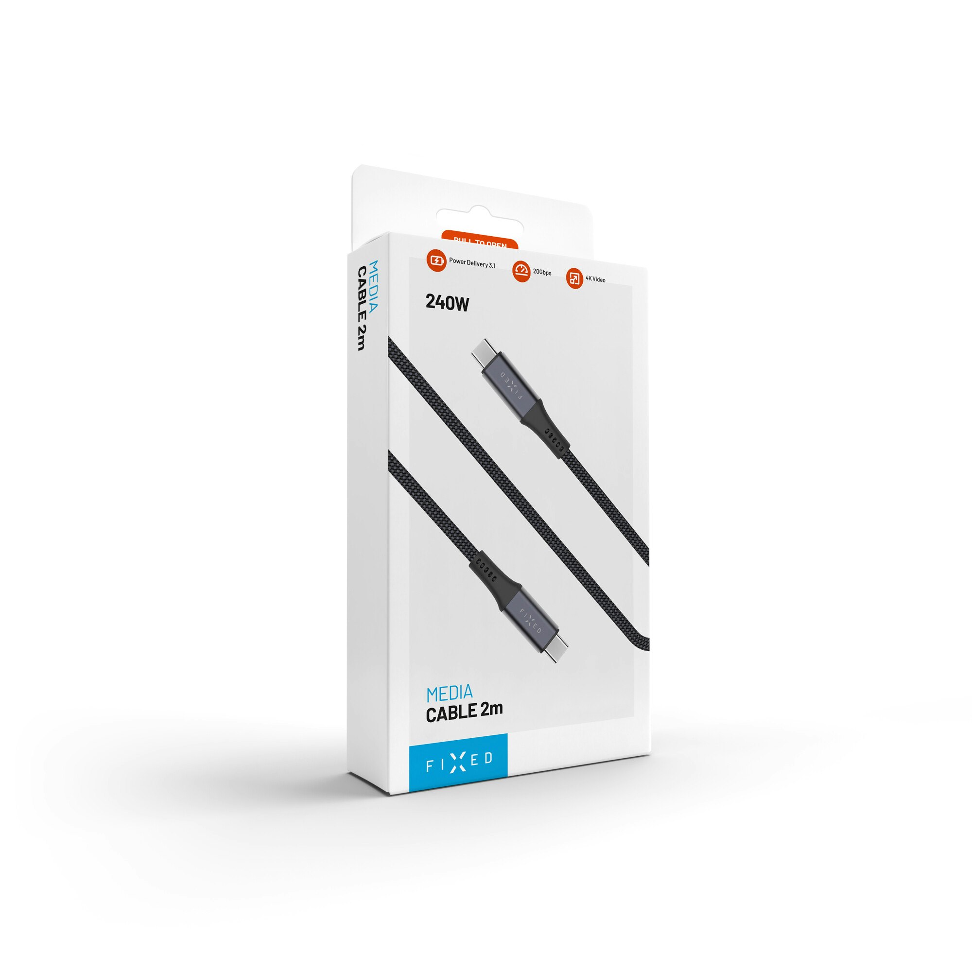 FIXED ARMOR USB 4.0 240W USB-C/C 20Gpbs kabel 2m Grå