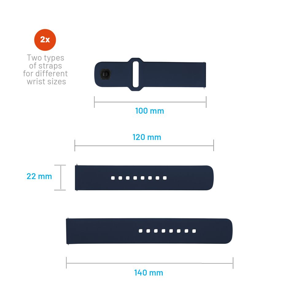 FIXED Silikonrem för Smartwatch Universal 22 mm Blå