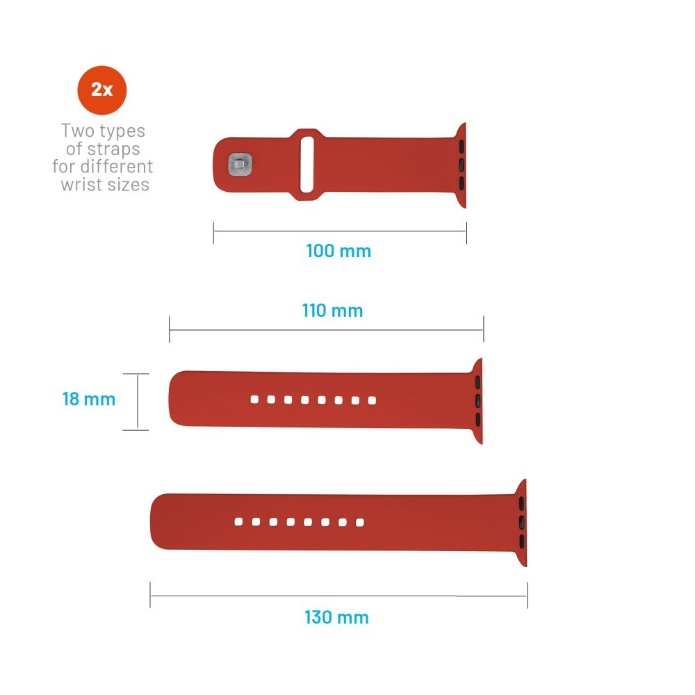FIXED Silikonrem SET för Apple Watch 38/40/41mm Röd