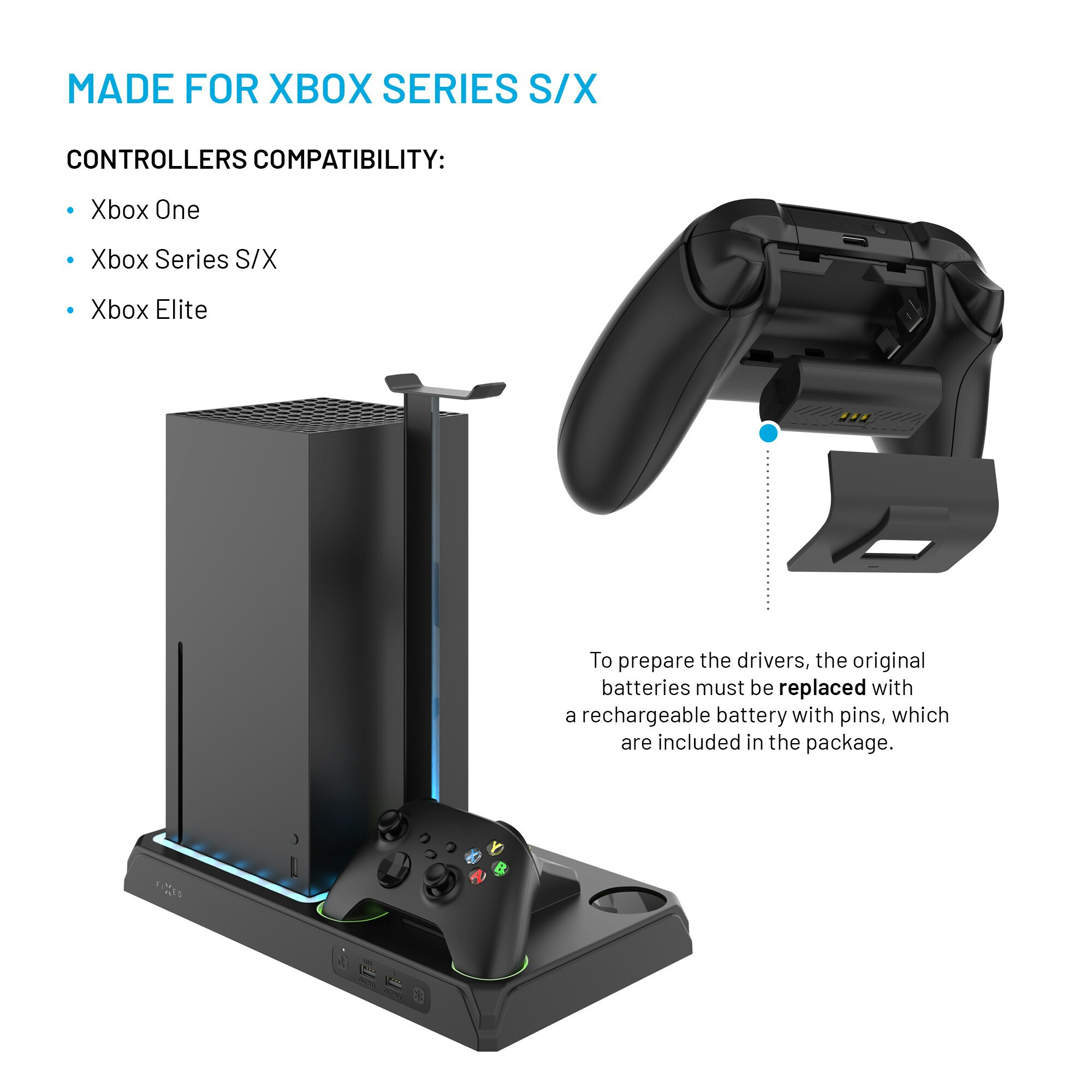 FIXED FIXED Docking Station för Xbox Series S/X Svart