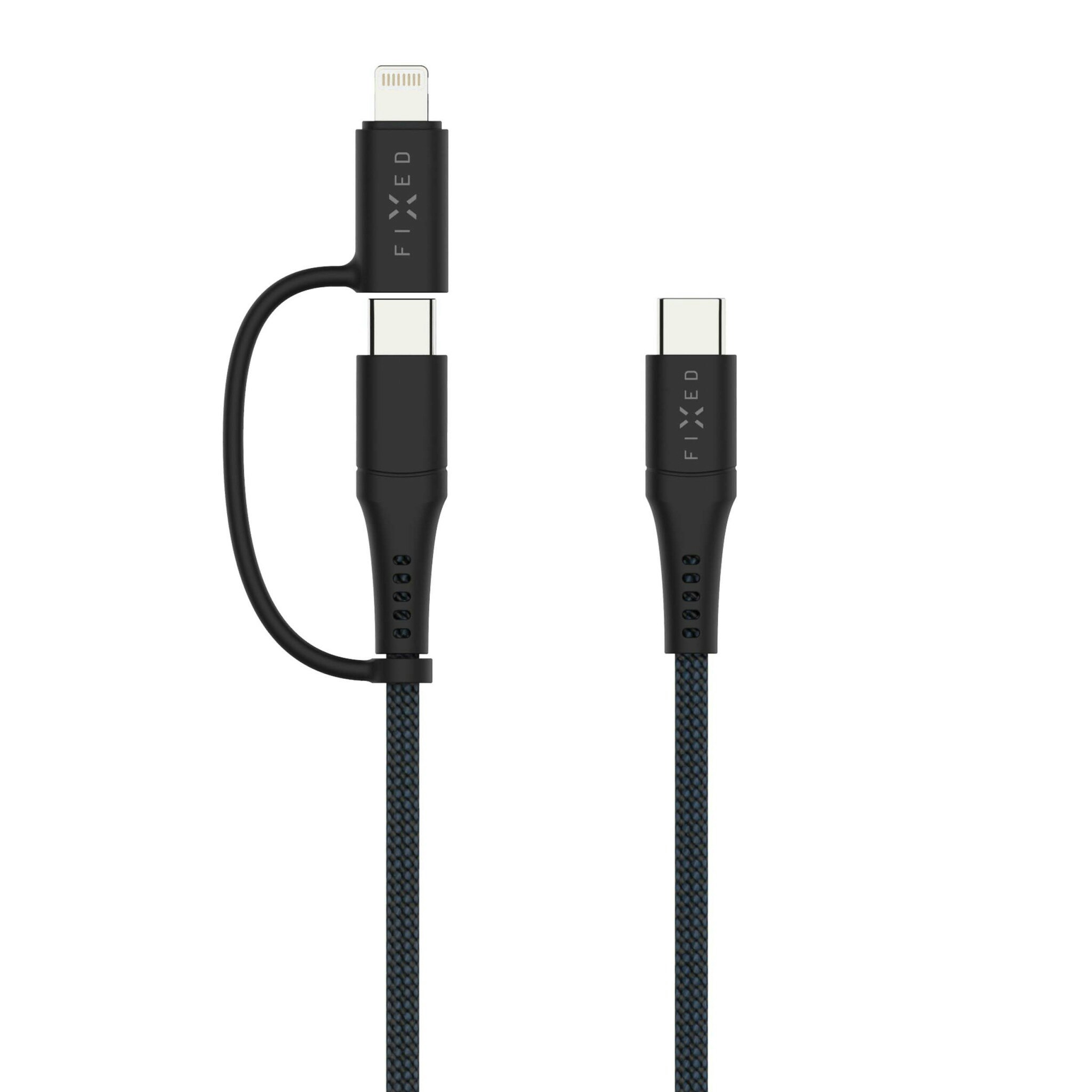 FIXED 2in1 Combo 60W USB-C/Lightning kabel 2m Svart
