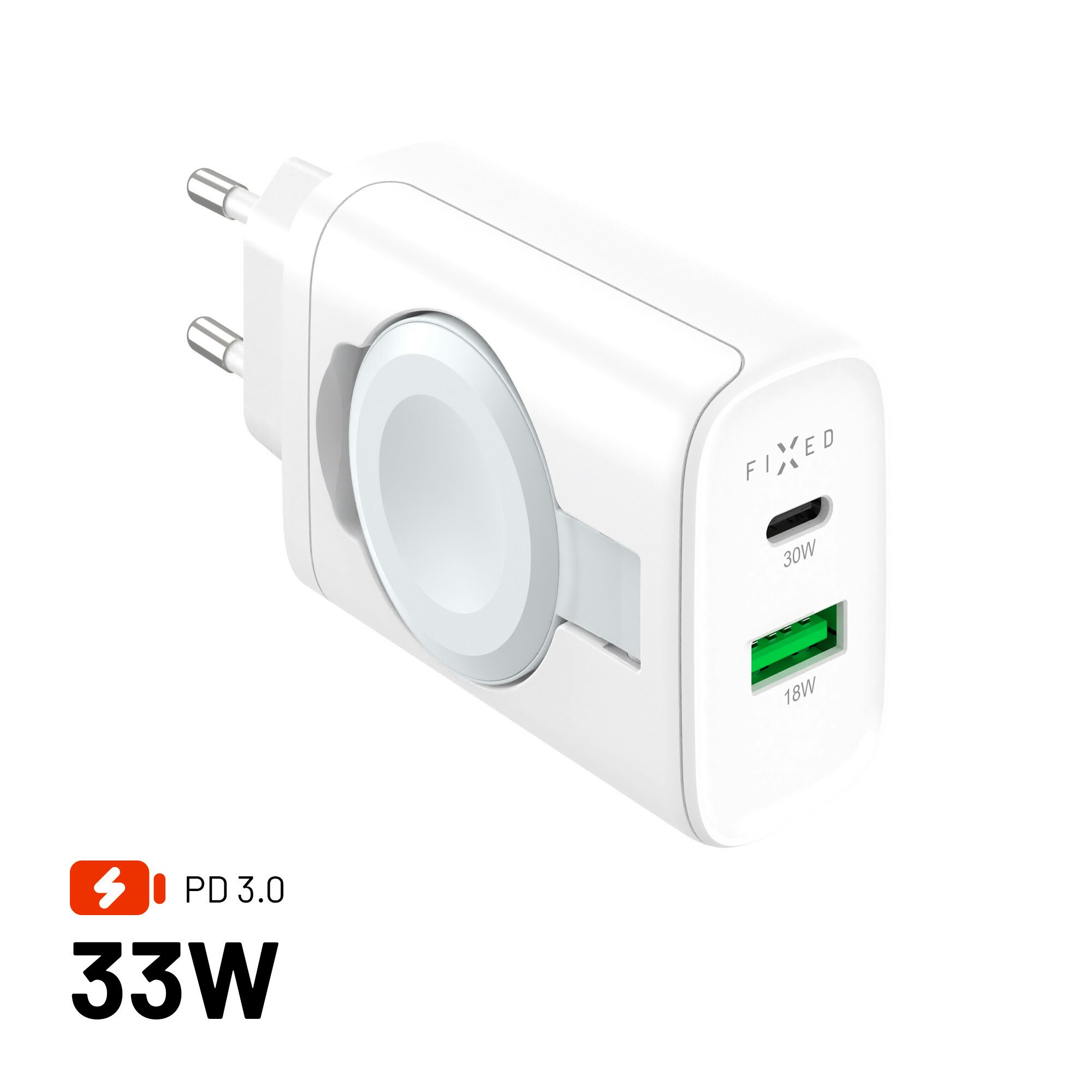FIXED MagFlip USB-C-laddare 33W Apple Watch/USB-C/-A