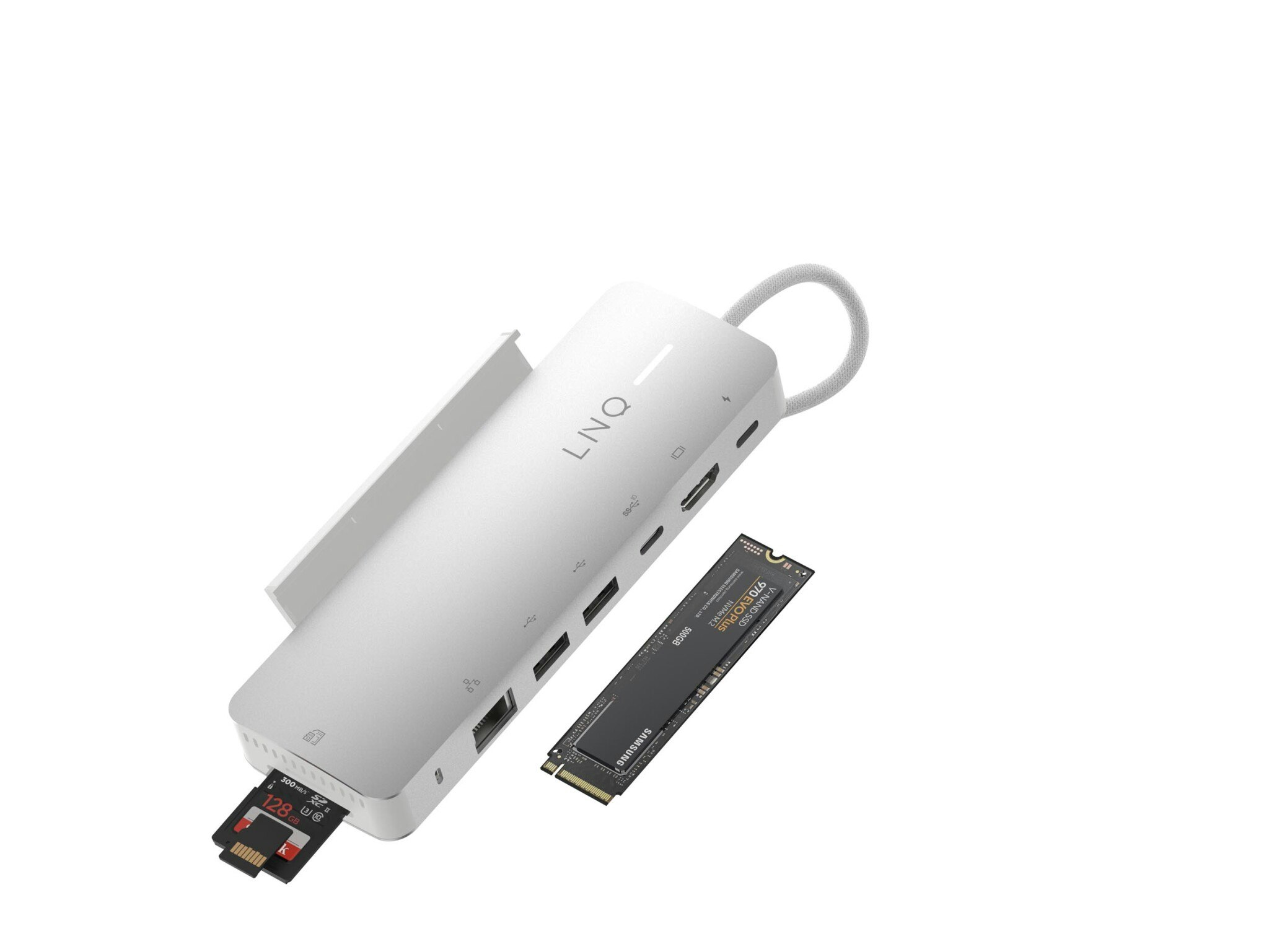 Linq 9in1 PRO SSD 140W USB-C Multiport Hub Aluminiumgrå