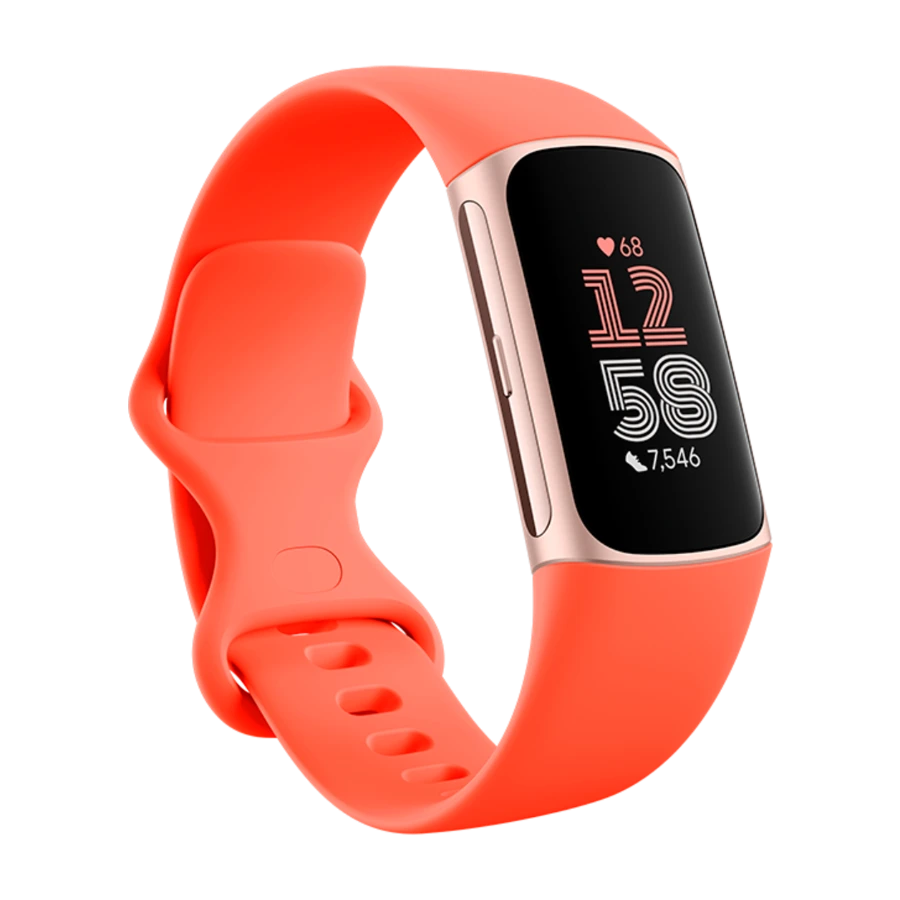 Fitbit Charge 6 aktivitetsarmband Korall/Champagne guld aluminium