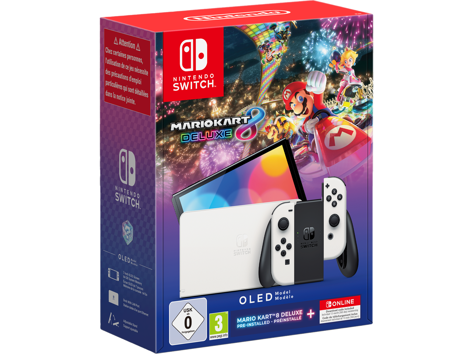 Nintendo Switch OLED White + Mario Kart 8 Deluxe Bundle 12 Månader