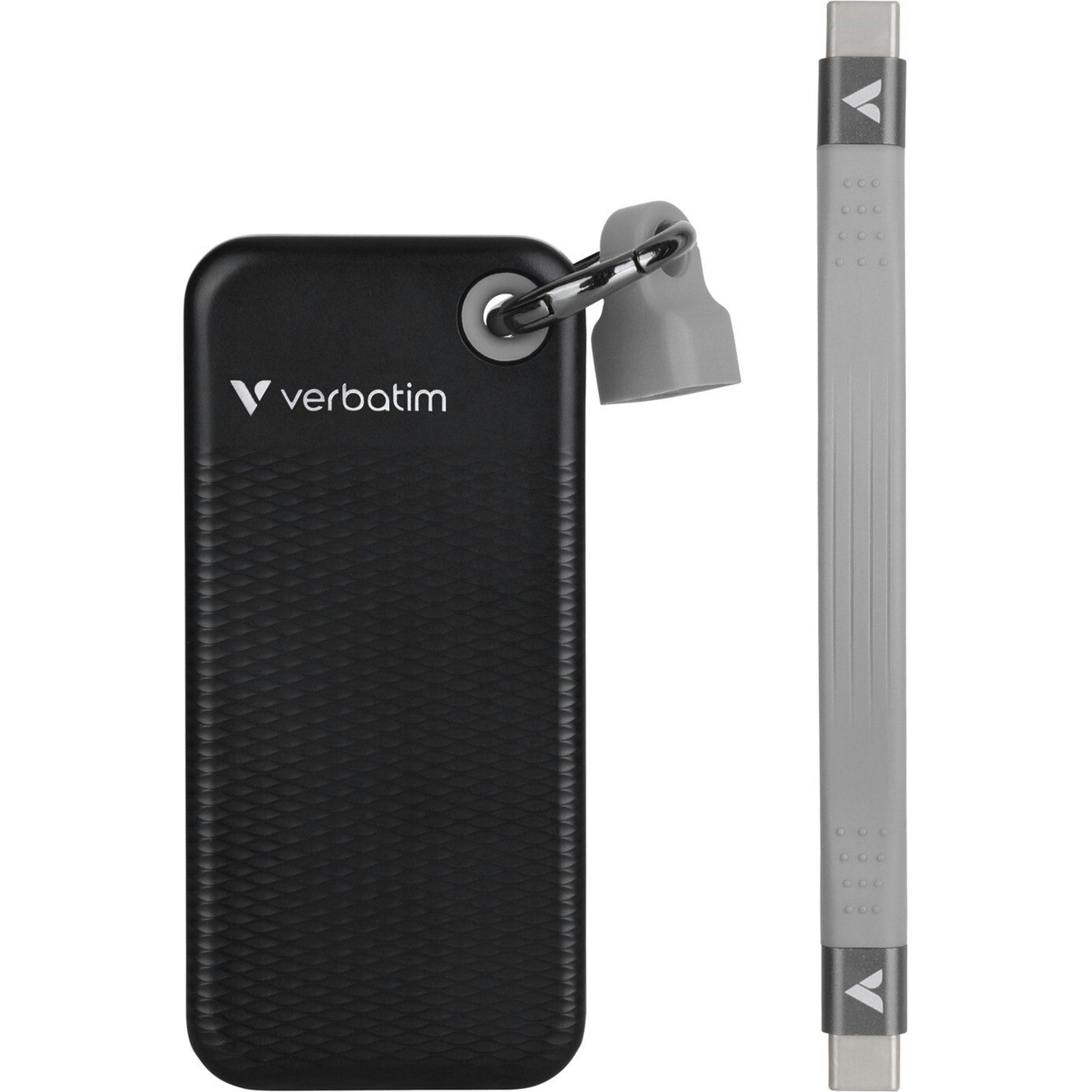 Verbatim Pocket SSD 1 TB, External SSD (black/grey, USB-C 3.2 Gen 2 (10 Gbit/s), with key ring and cable holder)