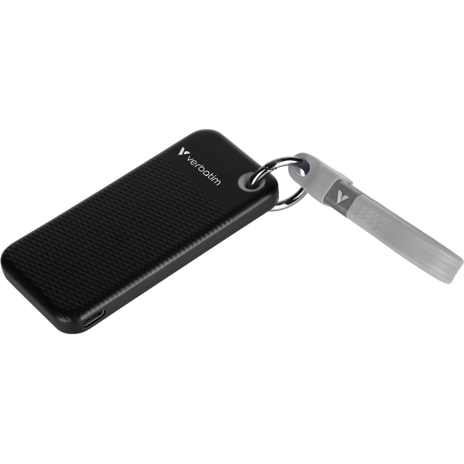 Verbatim Pocket SSD 1 TB, External SSD (black/grey, USB-C 3.2 Gen 2 (10 Gbit/s), with key ring and cable holder)