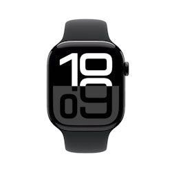 Apple Watch Series 10 GPS + Cell 46 mm Jetblack aluminiumcase Svart sportband - S/M