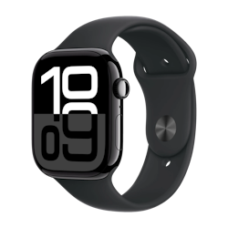 Apple Watch Series 10 GPS + Cell 46 mm Jetblack aluminiumcase Svart sportband - S/M