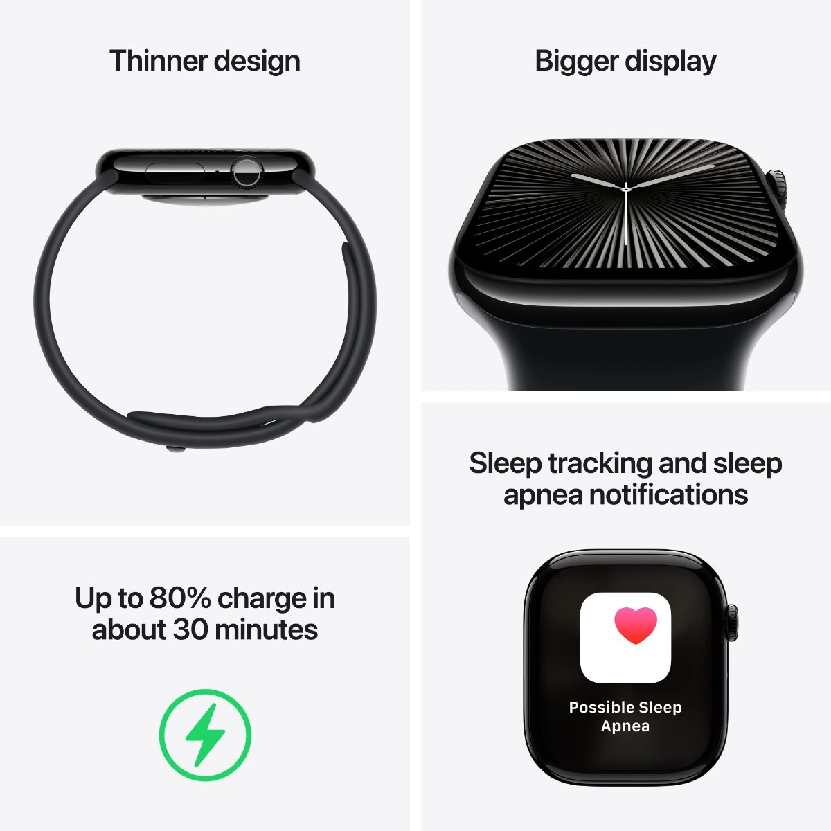 Apple Watch Series 10 GPS + Cell 46 mm Jetblack aluminiumcase Svart sportband - S/M