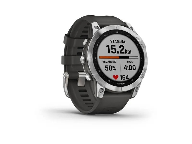 Garmin fenix 7 47 mm Svart Silver Sportklocka med Silikonarmband