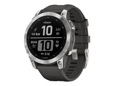 Garmin fenix 7 47 mm Svart Silver Sportklocka med Silikonarmband