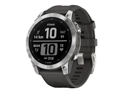 Garmin fenix 7 47 mm Svart Silver Sportklocka med Silikonarmband