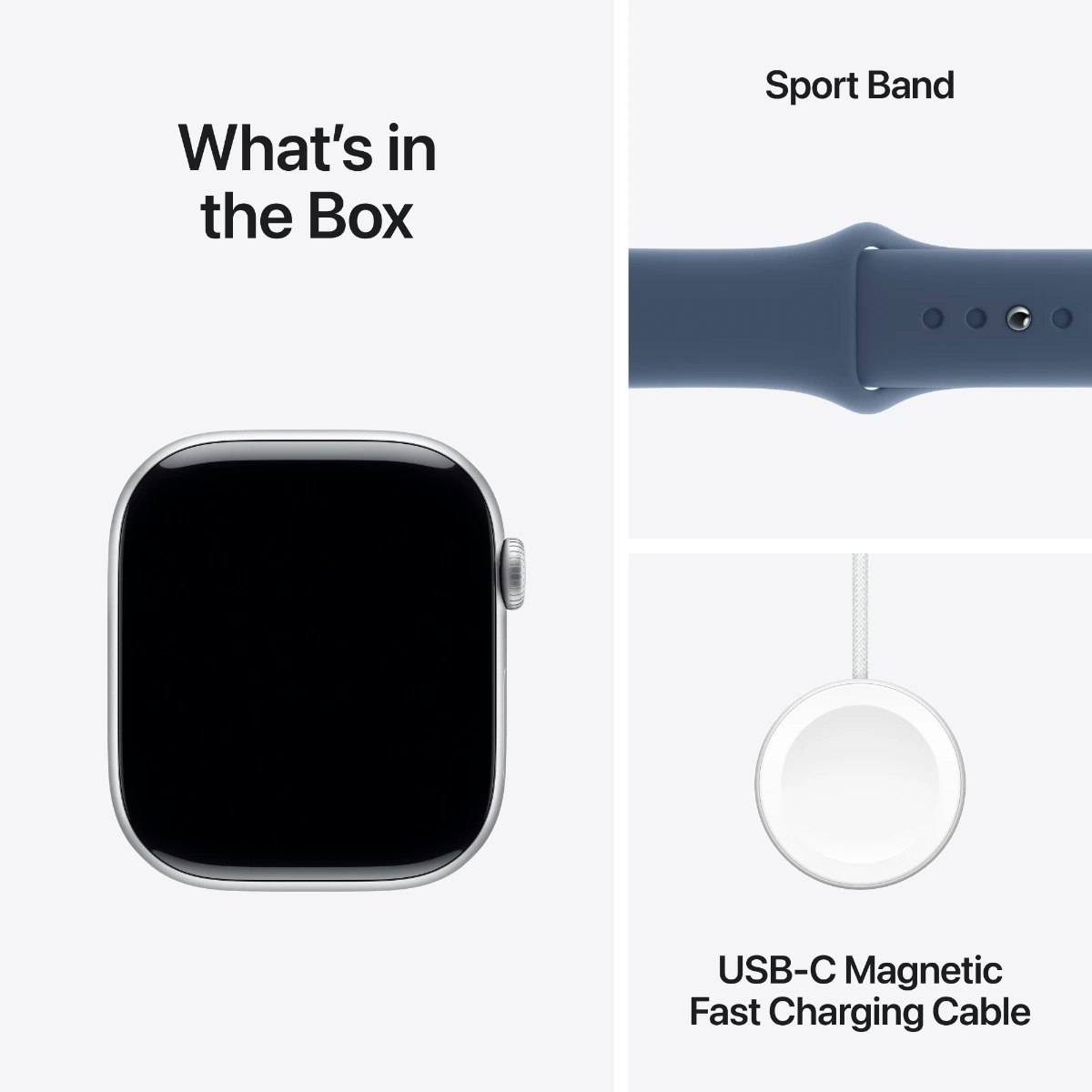 AppleWatch Series 10 GPS 46mm Silver Aluminium Case with Denim Sport Band - M/L