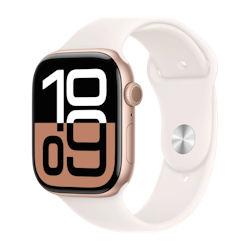 Apple Watch Series 10 GPS 46mm Guld Aluminium Case with Pink Sport Band - M/L