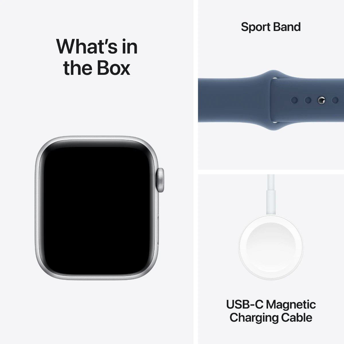 Apple Watch SE GPS 44 mm Silver alum Denim sportband S/M