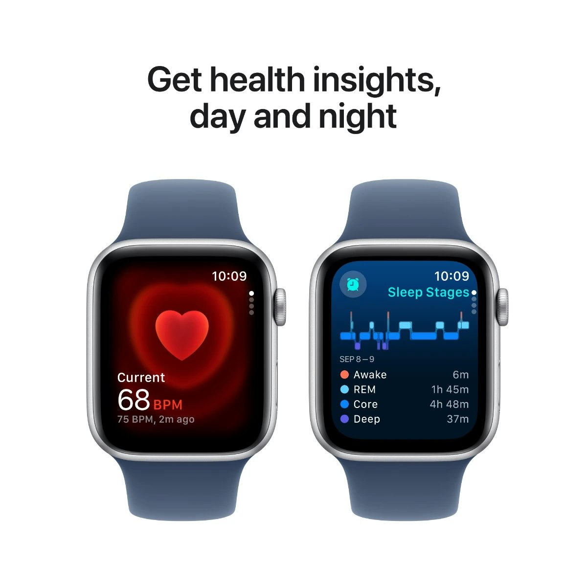 Apple Watch SE GPS 44 mm Silver alum Denim sportband S/M