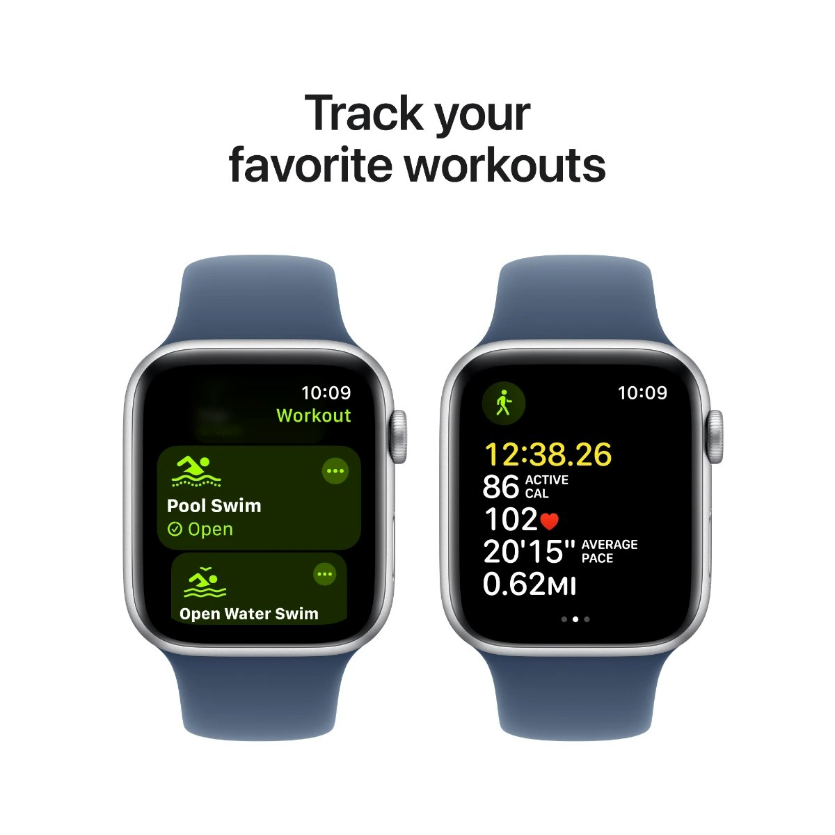 Apple Watch SE GPS 44 mm Silver alum Denim sportband S/M