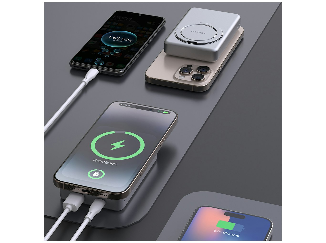 Dudao trådlös powerbank 5000 mAh med MagSafe och USB-C Silver