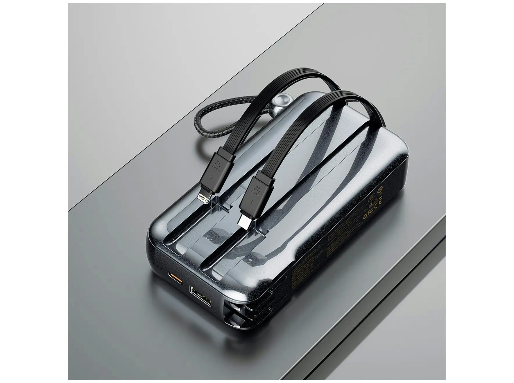 Dudao K25 2-i-1 Powerbank 10 000 mAh 20W Snabbladdning Grå