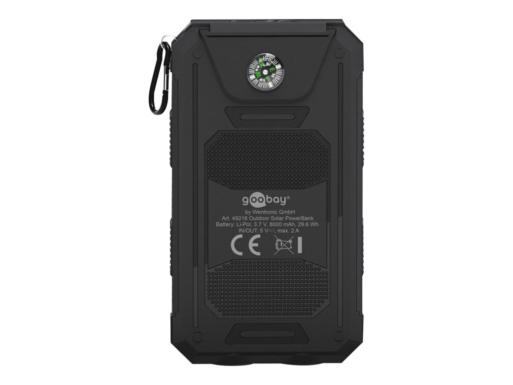 Goobay Outdoor PowerBank 8.0 Solcellsladdare 8000 mAh USB Svart
