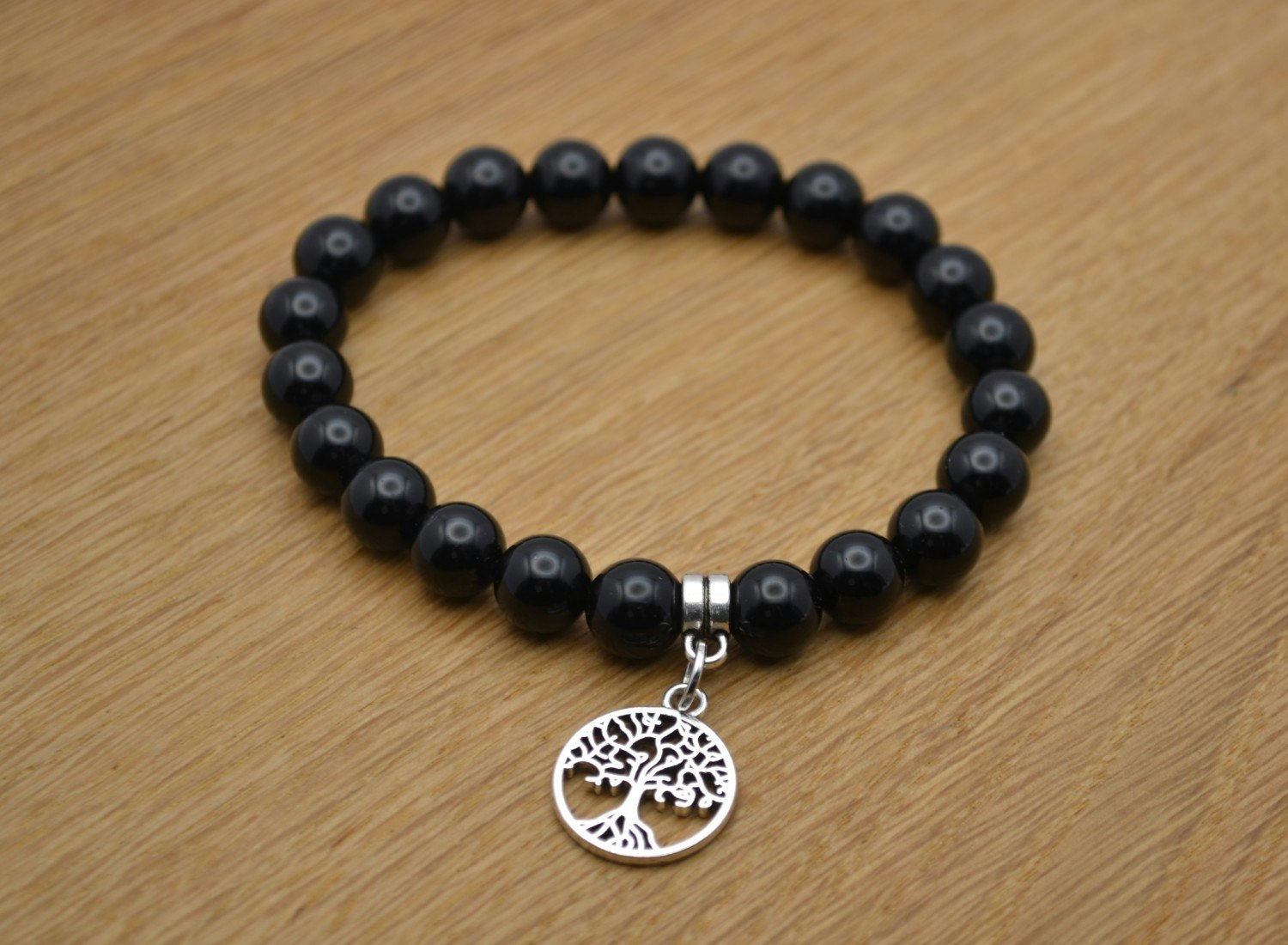 Svart obsidian, armband