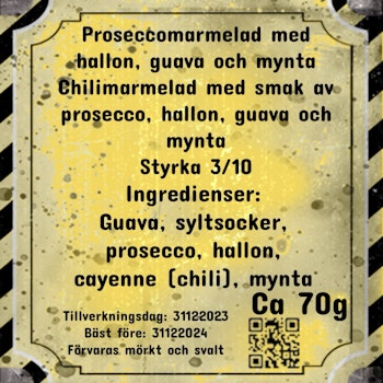 Proseccomarmelad med hallon, guava och mynta