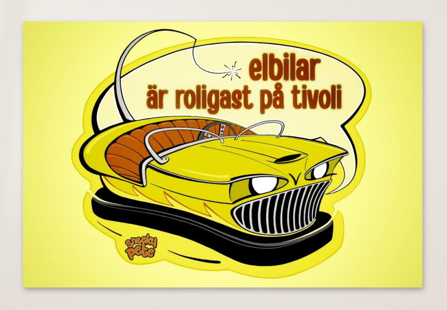 Elbilar är roligast på tivoli (80 x 60)