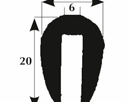 Fenderlist 20x6mm kant svart, 50m