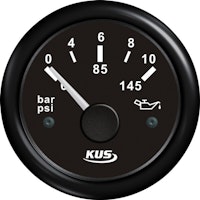 KUS oljetryckmätare 0-10 bar, svart