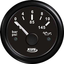 KUS oljetryckmätare 0-10 bar, svart