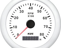KUS varvmätare m/timräknare till bensin vit, 0-8000