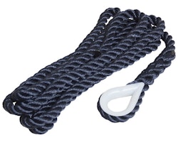 Robline förtöjningslina 3-slagen m/kaus navy, 10mm x 2,5m