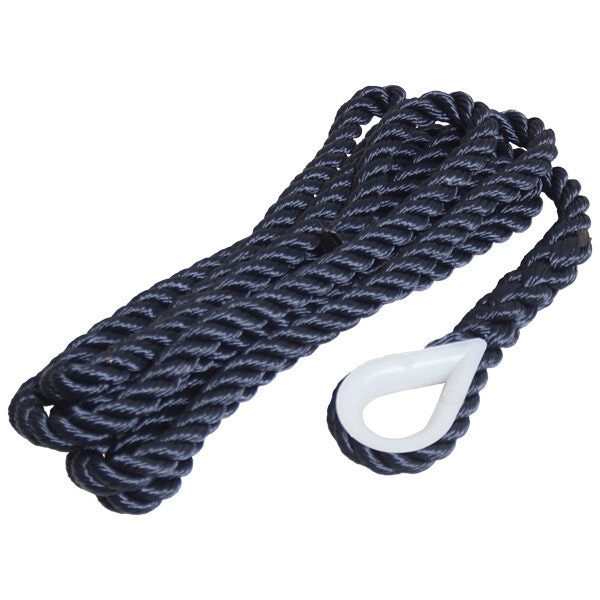 Robline förtöjningslina 3-slagen m/kaus navy, 12mm x 2,5m