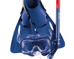 Snorkelset barn mask, snorkel och simfenor blå stl. 27-30