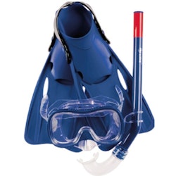 Snorkelset barn mask, snorkel och simfenor blå stl. 35-38