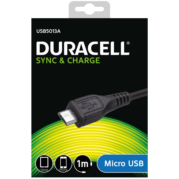 Duracell USB till Mikro-USB-kabel svart, 1m