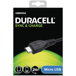 Duracell USB till Mikro-USB-kabel svart, 2m