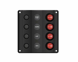 Wave elpanel med 4 kontakter LED och automatsäkring, 12V