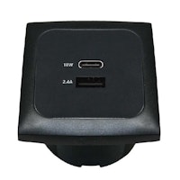 Inbyggd kontakt USB-A och USB-C 12/24V, svart