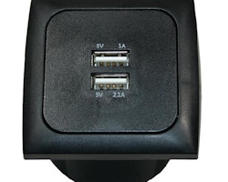 USB-A Uttag för inbyggnad dubbel 12/24V, svart