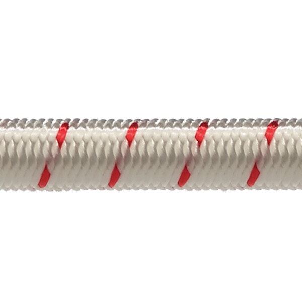 Robline elastik snor, 7mm hvid/rød  - 1 mtr