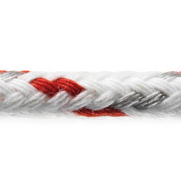 Robline neptun 500 skøde tov, 6mm hvid/rød  - 1 mtr