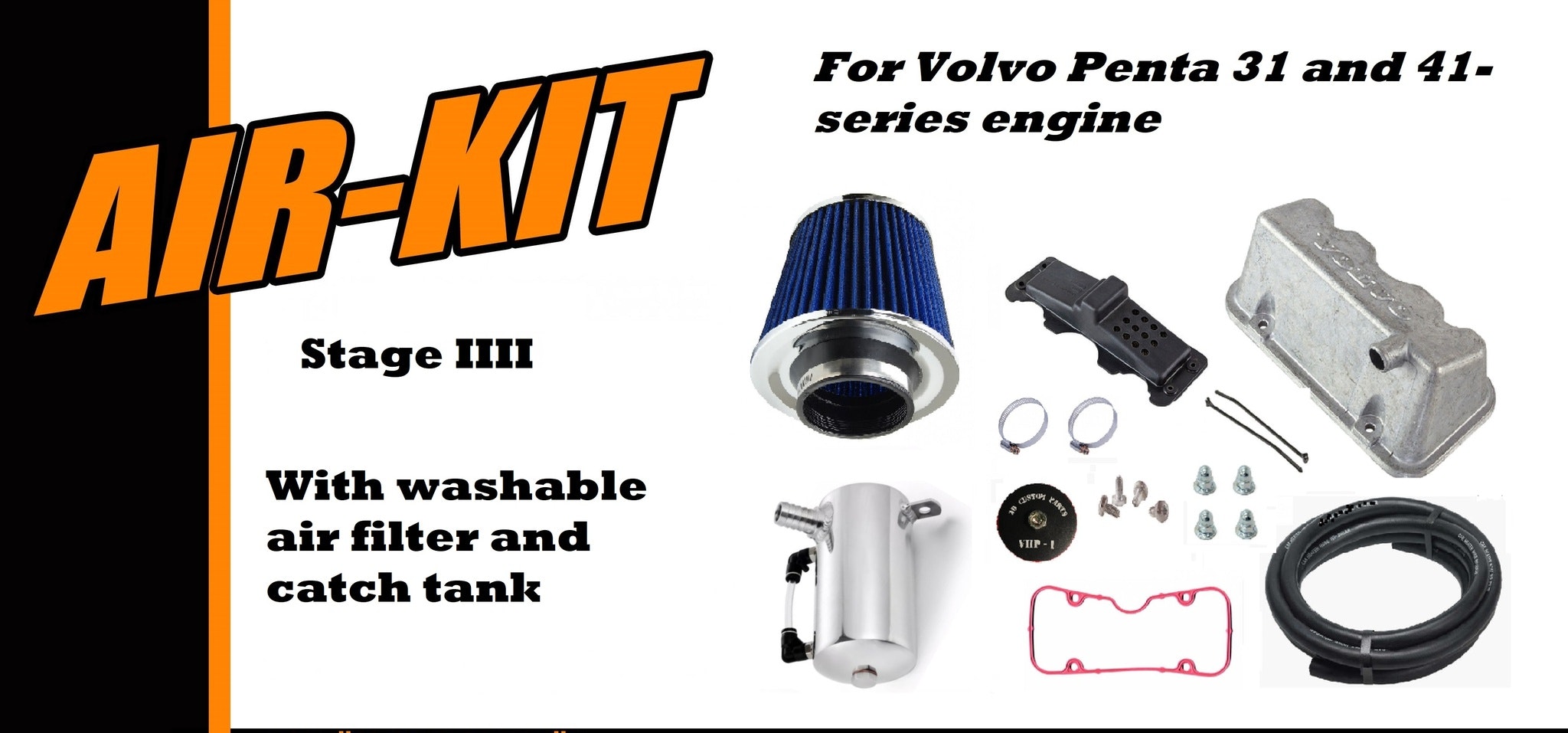 Air-kit "STAGE IIII" Volvo Penta 31-41 A-B motorerna ( inkl catch tank + luftfilter )