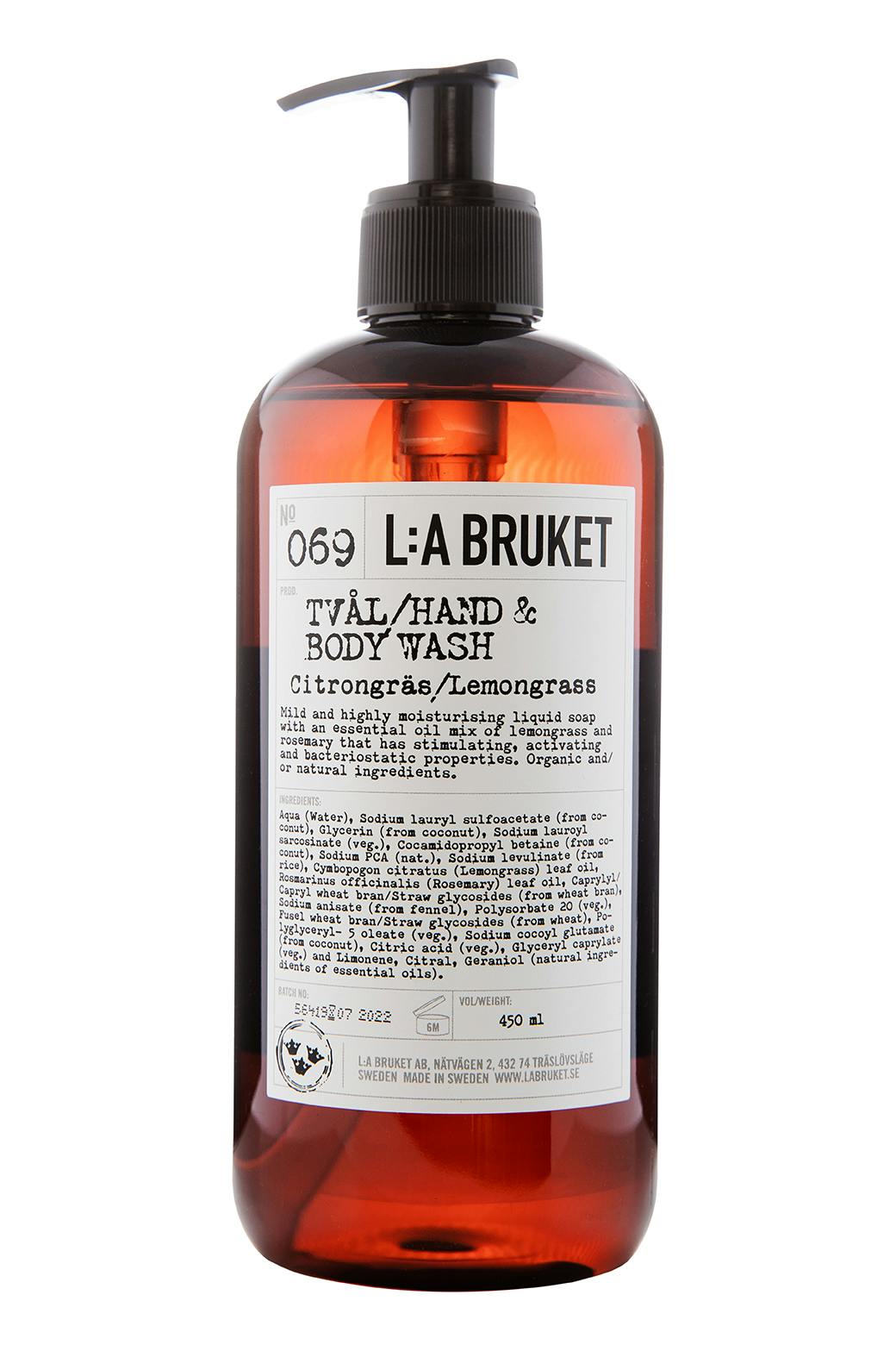 Liquid soap, hand & body wash, L:A Bruket, organic, Swedish, spa, Nordic