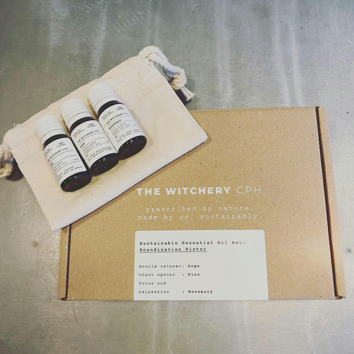 Gift set, essential oils gift, pine oil, sage oil, rosemary oil, Scandinavian Winter, The Witchery CPH, Nordic beauty