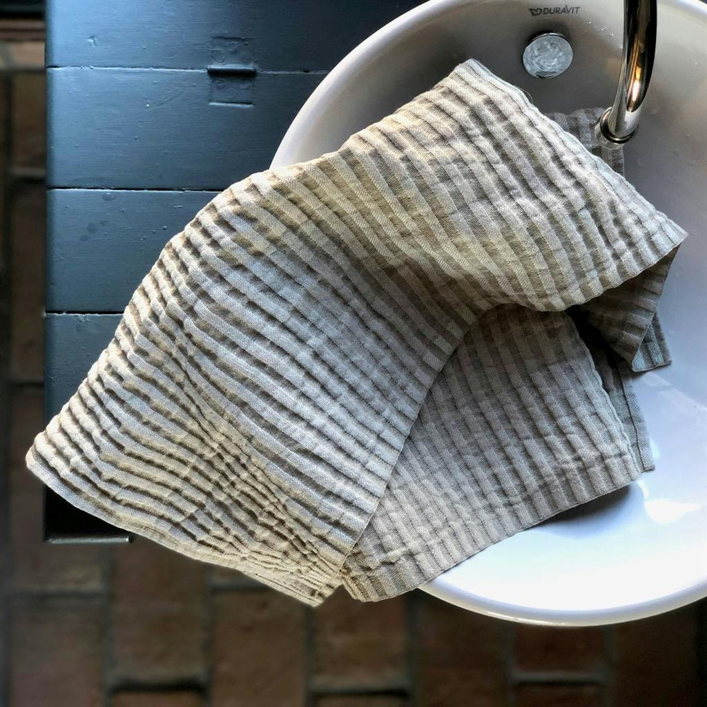 Linen towel, hair towel, hand towel, sauna products, spa products, natural, 100% linen, made in Sweden, Nordic spa