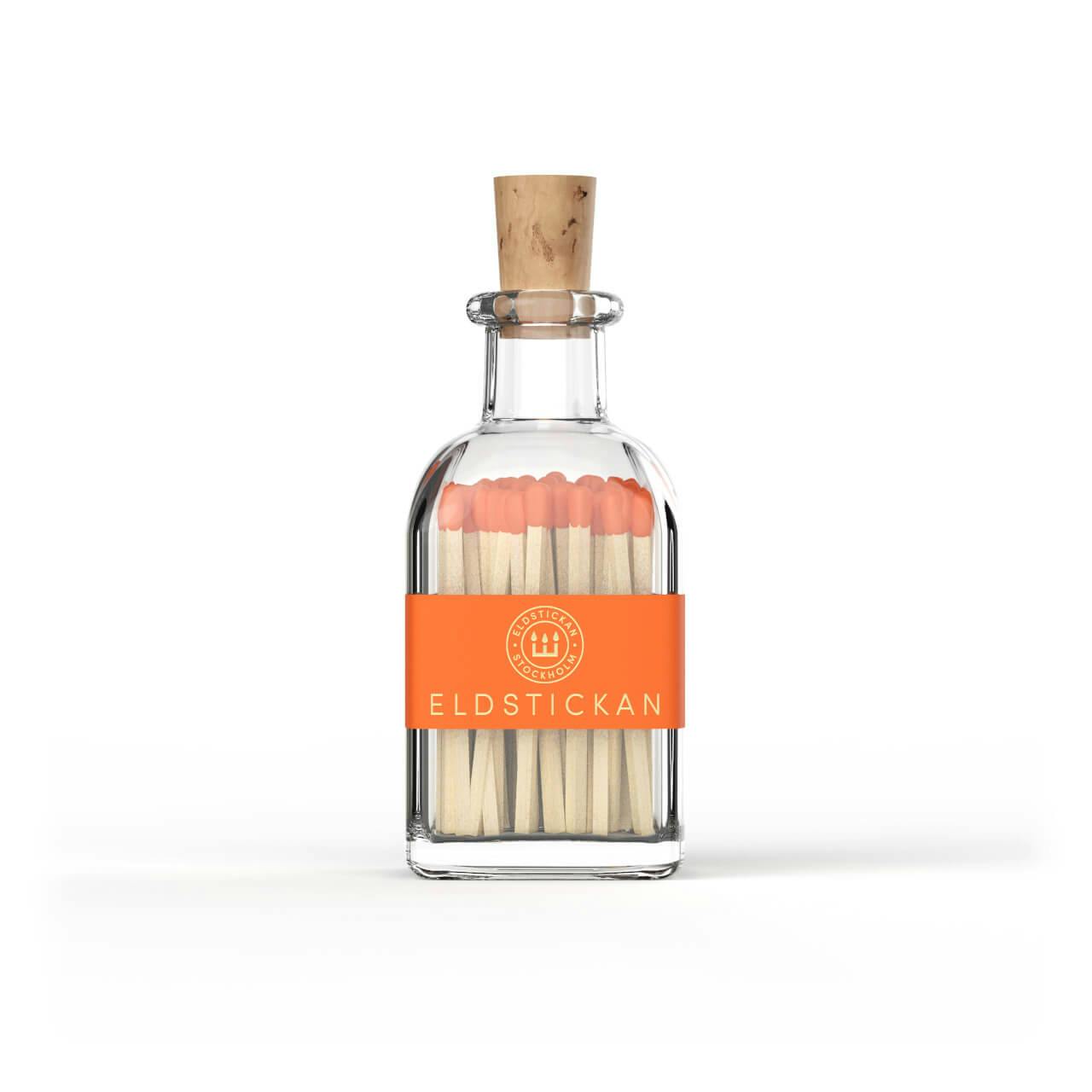 coloured matches, glass bottle, stylish home, great gifts, orange matches, fall gifts, autumn home